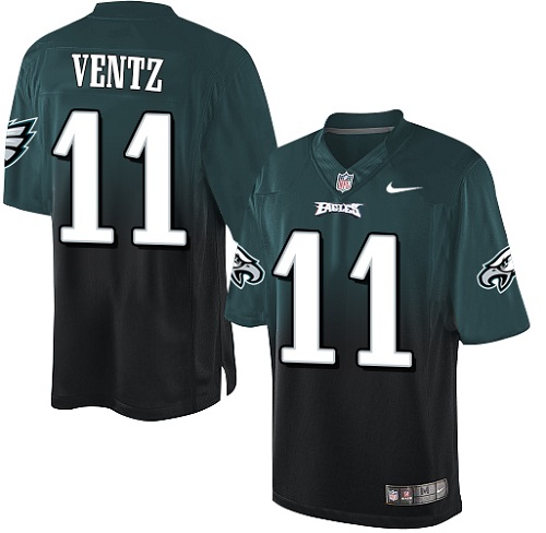 Men's Elite Carson Wentz Nike Jersey Midnight Green/Black - #11 Fadeaway NFL Philadelphia Eagles